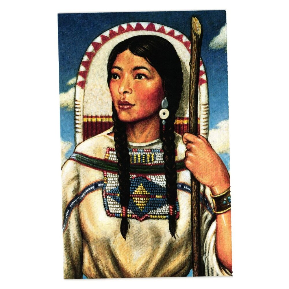 Sacagawea Postcard Textured Artwork 1993 USPS Shoshone Guide Lewis & Clark